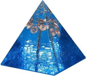 Blue Onyx Chữa Bệnh Pha Lê Dây Đồng Orgone Kim Tự Tháp Đá Bức Tượng Máy Phát Điện Năng Lượng Cho Thiền Reiki Cân Bằng