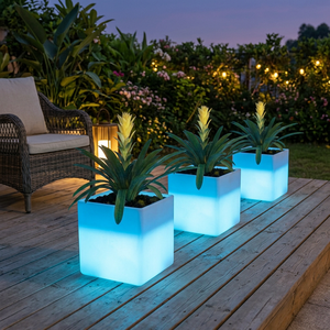New Arrival IP65 Waterproof Solar Powered LED Garden Night <b>Light</b> Luxury Modern Outdoor Plastic Plant Pot for <b>Flower</b> Electronic - Product Image 1