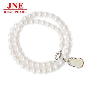 Natural Pearl Necklace White Round Beads and Yutian Gourd Pearl Necklace Mother's Gift for <strong>Elders</strong> Mother's Day - Product Image 5