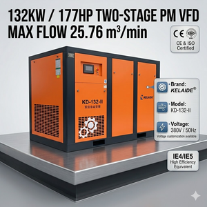 KELAIDE KD-132-II Industrial <b>Screw</b> Air Compressor 380V Air Cooled Stationary Oil-Free Model - Product Image 2