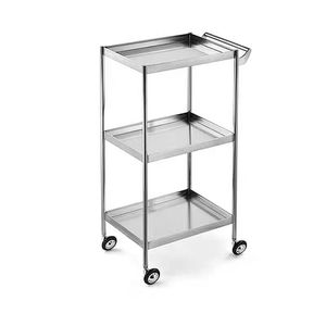 Wholesale Eco-Friendly 4-Wheel Silver 3-Tier Stainless Steel Salon Storage <b>Trolley</b> Minimalist Design for Living Rooms Hotels - Product Image 3