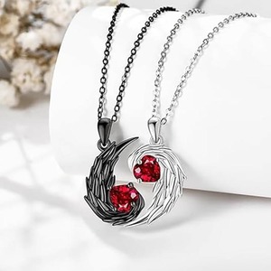 Ali bianche <span class=keywords><strong>e</strong></span> nere ciondolo coppia collana diamanti amore <span class=keywords><strong>angelo</strong></span> diavolo piume cuore ciondolo collana di san valentino - Product Image 4