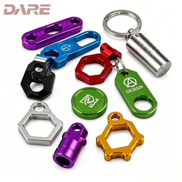 Factory Direct Custom CNC Milling Machining Parts Precision Anodized Colorful Aluminum Alloy Keychain Manufacturing Services