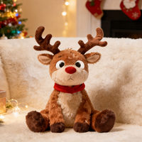Peluche de renne de Noël personnalisée OEM ODM, grande taille, rembourrage en coton PP, design brodé, anti-stress, doublure en maille - Commande en gros
