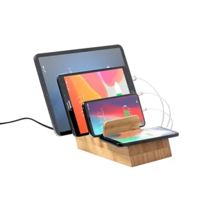 Stazione di ricarica USB in bambù, gadget personalizzati - Product Image 2
