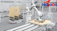Ligne d'emballage de boîtes en carton avec robot KUKA, palettiseur automatique pour boîtes de 50 kg, machine de palettisation automatique pour sacs de boissons et d'aliments