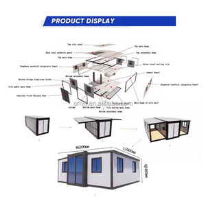 Doble ala plegable expansión móvil al aire libre carcasa temporal marco gris expandible lujo contenedor casa 2 Edificio de Oficinas - Product Image 4