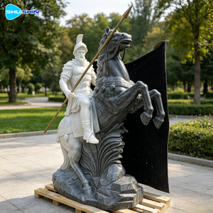 Statua Antica di Grandi Dimensioni, Famosa Scultura in Marmo di Soldato a Cavallo, Realizzata a Mano su Misura per Giardini Esterni, Templi e Paesaggi - Product Image 3