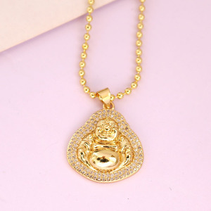 สร้อยคอจี้พระพุทธรูปและสร้อยคอชุบทอง18K ทันสมัย NZ1666ฮวงจุ้ยนำโชคสำหรับผู้ชายและผู้หญิง - Product Image 5