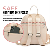 Sac à dos personnalisé mini imperméable GPS antivol avec fermeture éclair pour un usage décontracté unisexe, en nylon noir