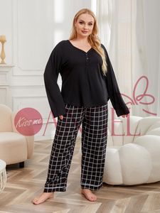 จูบฉัน ANGEL ชุดนอนขนาดใหญ่หญิงฤดูใบไม้ร่วงและฤดูหนาวไขมัน <span class=keywords><strong>mm200</strong></span> แคตตี้คอวีสีดําแขนยาวชุดสูท - Product Image 2