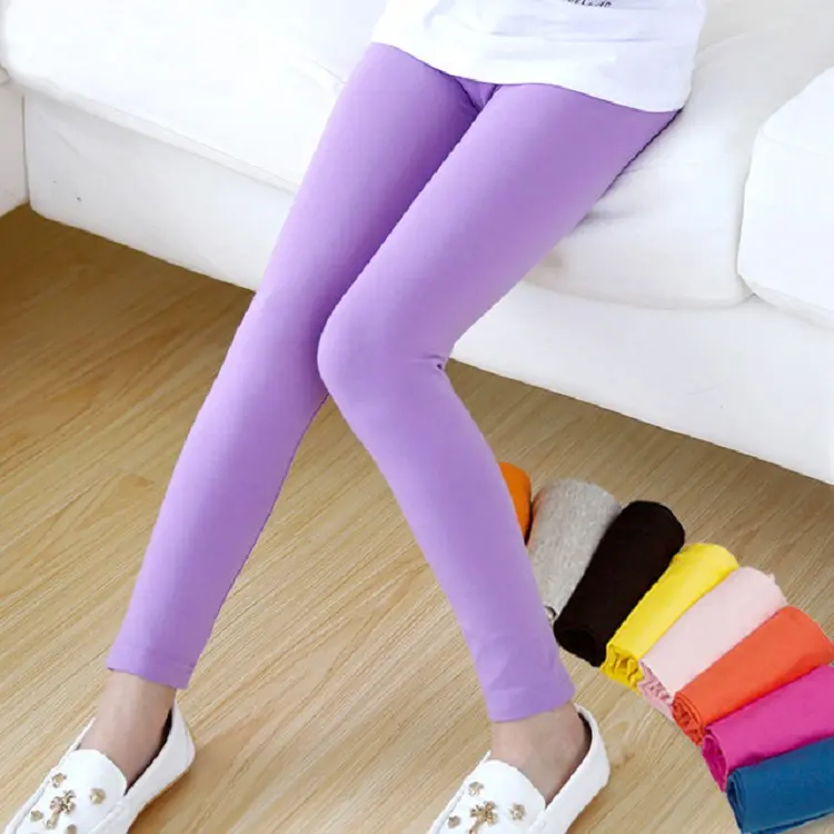 Girls Knee Length Kid Fifth Pants Candy Color Children Cropped Clothing Spring-Summer All-matches Bottoms Leggings