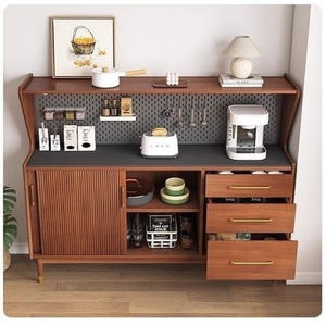 Aparador Moderno Minimalista de Madera Maciza con Almacenamiento, Mueble de Salón Estilo Nórdico, Estación de Café y Té, Mueble de Cocina para Montar en la Pared - Product Image 3