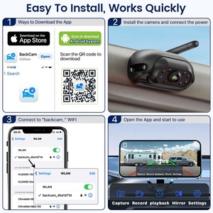Caméra de <span class=keywords><strong>voiture</strong></span> sans fil HD WiFi 5G avec panneau <span class=keywords><strong>solaire</strong></span>, installation magnétique, alarme d'angle mort IA, DVR avant/arrière pour camion, bus, camping-car, fourgonnette - Product Image 5