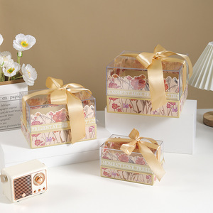 [Trong Kho] Sang Trọng Acrylic Ribbon Hộp Giấy Hoa Quà Tặng Bao Bì Hộp Đám Cưới Kẹo Cửa Sổ Nắp Và Cơ Sở Bìa - Product Image 5