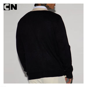 Pull en maille à col en V, cardigan varsity, fabrication de pulls certifiés GRS, logo personnalisé, broderie, acrylique, polyester, pour hommes - Product Image 4