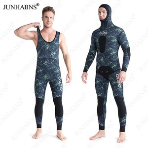 준하이다이브 프리미엄 카모플라주 2피스 네오프렌 성인 잠수복 1.5mm 3mm 스피어피싱 스쿠버 다이빙 슈트 프린트 후드 남성용 - Product Image 4