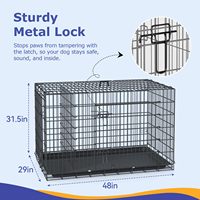 Cage pour chien avec double porte, cage pliable en fil métallique avec plateau et panneau de séparation amovibles, cage pour animaux de compagnie pour grands chiens