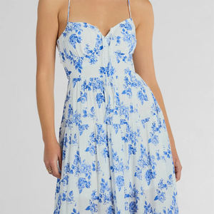 Fabricant de vêtements, robes longues décontractées d'été pour femmes, en coton et lin, imprimées de fleurs, sans manches, style plage, sur mesure - Product Image 4