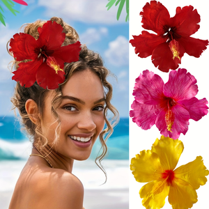 Nouvelle Pince à <span class=keywords><strong>Cheveux</strong></span> Hawaïenne en Forme de Fleur d'Hibiscus Artificielle, Idéale pour Mariages et Plages Hawaïennes - Product Image 1