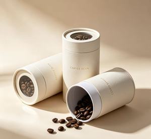 Customizable Kraft Paper Tube with Clear <b>Window</b> for Coffee Beans Packaging Recyclable Gold <b>Foil</b> Logo Area - Product Image 2