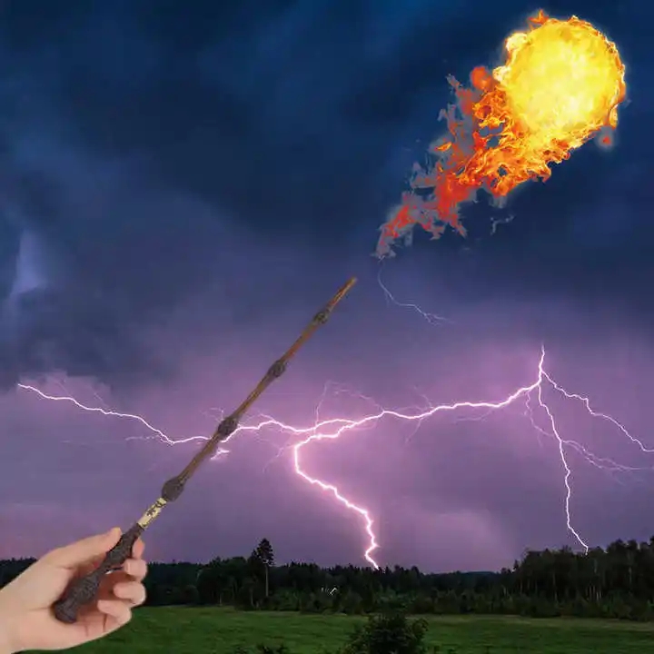 Cosplay Halloween Wizarding World of Hurry Puttor Professor Dumb Ledore Interactive Wand Fire Shooting with Fireball Spray