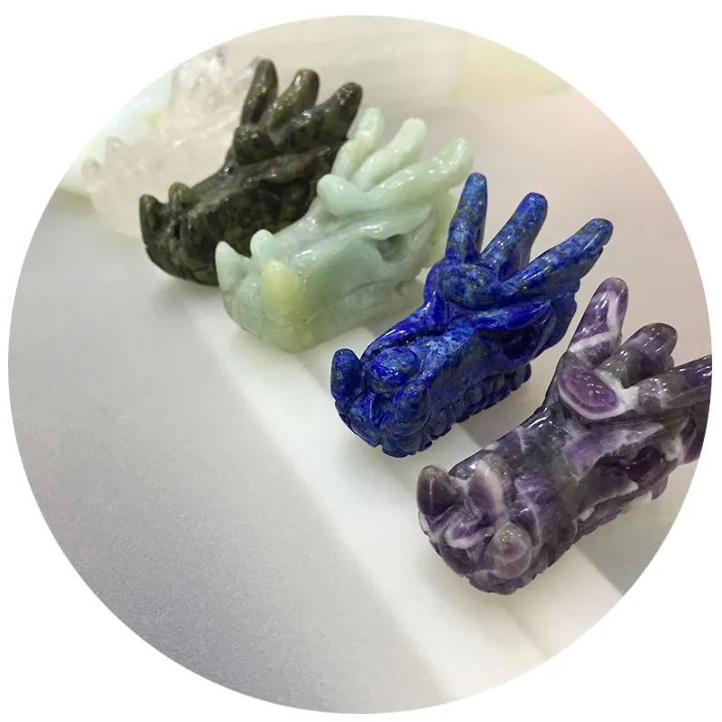 Wholesale Natural Crystal Stone Hand Carved Dragon Skulls