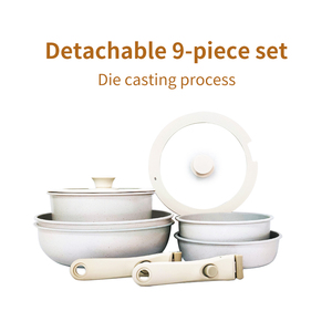 Chất lượng cao có thể tháo rời xử lý nhôm không dính chậu chảo và đồ dùng thiết lập cho nhà bếp nấu ăn đồ nấu nướng - Product Image 5