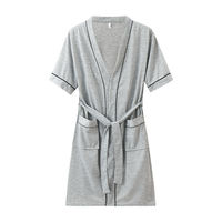 Peignoir de couple printemps-été pour femme, manches courtes, couleur unie, 100 % coton absorbant, vêtement de nuit pour hôtel cinq étoiles