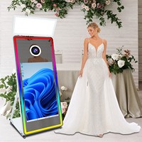 Machine Photobooth Miroir Numérique Selfie à Utilisation Facile avec Plateau d'Impression, Cadre LED et Fonction Miroir Magique