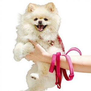 Correa para Perro de Gamuza Genuina Hecha a Mano en Italia, Color Rosa - Product Image 1