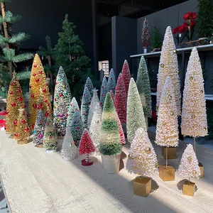 Fabriek Groothandel Holiday Home Party Xmas Decoratie Kunstmatige Fles Borstel Sisal Bomen Kerstversiering