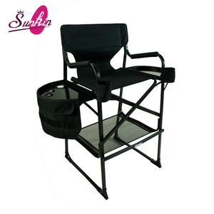 Silla de Salón Plegable, Silla Portátil para Maquillador con Mesa Lateral y Almacenamiento para Salón de Belleza y Barbería - Product Image 1