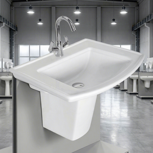 Lavabo demi-pied en céramique blanche, design rustique, pour salle de bain, cuisine, maison, hôpital, articles sanitaires en porcelaine - Product Image 6