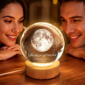 Bola de Cristal Personalizada con <span class=keywords><strong>Luz</strong></span> LED, Regalo Romántico para San Valentín, Aniversario de Pareja, con Fecha y Luna - Product Image 3