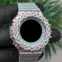 Boîtier de montre GA2100 Hip Hop G-Shock de luxe, testé au diamant, avec lunette et boîtier sertis de moissanite VVS, style bijoux glacés