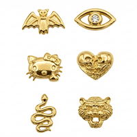 Gemas Dentales de Oro de 18K ZZSU, Joyería de Alta Calidad - Gema Dental con Forma de Serpiente Tigre, Murciélago, Amor, Ojo Turco para Decoración