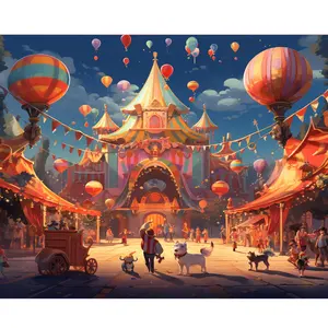 Plein rond diamant peinture point de croix strass diamant broderie dessin animé parc d'attractions décor à la maison 30x40cm/12x16 pouces