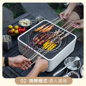 Bisina Portable Charcoal Grill Cast Iron Outdoor Smokeless Barbecue Stove For Camping - Product Image 5