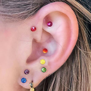 Semi Auricolari Arcobaleno <span class=keywords><strong>Swarovski</strong></span> - Kit di Perline per Agopressione e Cura Personale, Cerotti per Orecchie - Product Image 2