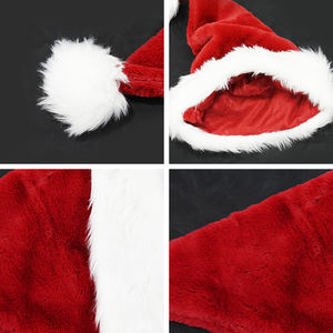 कस्टम यूनिसेक्स लघु प्लश xमास सजावट सजावट सजावट सजावट क्लासिक लाल सफेद मखमल क्रिसमस सांटा टोपी - Product Image 3