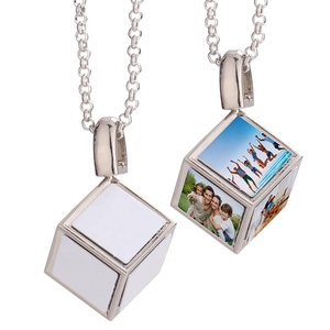 Diseño moderno, joyería personalizada, collar de cubo de sublimación, espacios en blanco para boda, regreso a la escuela, mamá, papá, regalos de graduación hechos de aleación - Product Image 2
