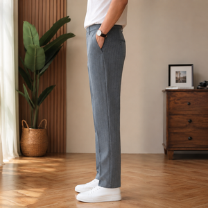 <span class=keywords><strong>Pantaloni</strong></span> Eleganti da Uomo <span class=keywords><strong>Grigio</strong></span> Tie-Dye a Gamba Dritta in Tessuto Pettinato Stile Italiano - Business-Casual, Formali, per Ufficio, Matrimonio, Gala - Product Image 3