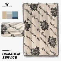 Plaid en laine jacquard et polyester tissé pour chambre et salon, douillet et chaud