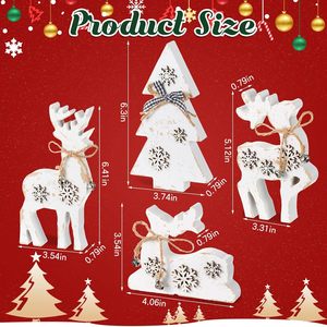 4 mẫu đồ trang trí bàn hình cây thông và tuần lộc bằng gỗ màu trắng cho dịp lễ Giáng sinh - Product Image 4