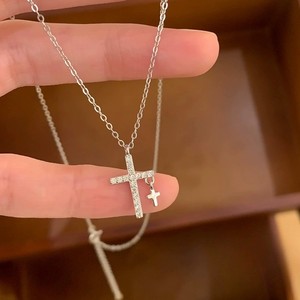 Gioielli coreani di moda 925 in argento Sterling collane con ciondolo a croce per le donne 925 argento clavicola catena collana regalo - Product Image 4
