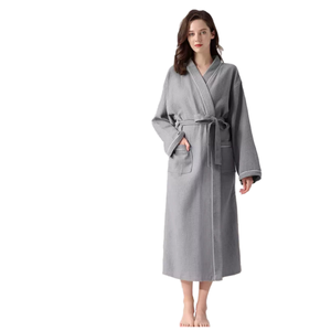 Unisex Flannel Bathrobe Long <strong>Waffle</strong> Pattern Drawstring Closure Thermal Spa <strong>Robe</strong> for Hotel Use Wholesale ODM for Men Women Winter - Product Image 1