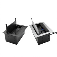 Prise de courant escamotable en alliage d'aluminium pour table, avec ports multimédia intégrés et ports réseau/audio