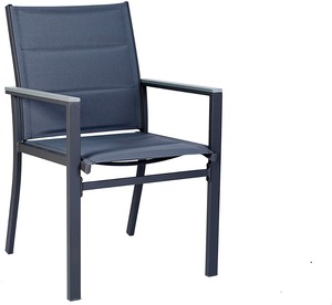 Chaise à bascule moderne <span class=keywords><strong>en</strong></span> <span class=keywords><strong>aluminium</strong></span> gris foncé rembourrée <span class=keywords><strong>en</strong></span> tissu <span class=keywords><strong>Textilène</strong></span>, empilable, pour l'extérieur, idéale pour hôtels, cuisines, jardins <span class=keywords><strong>et</strong></span> salons. - Product Image 1
