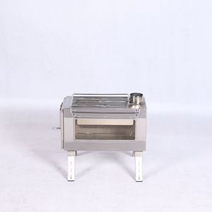 Portable Stainless Steel Camping <b>Stove</b> With Grill And Oven For Outdoor Use Firewood Fuel Silver Color - Product Image 2